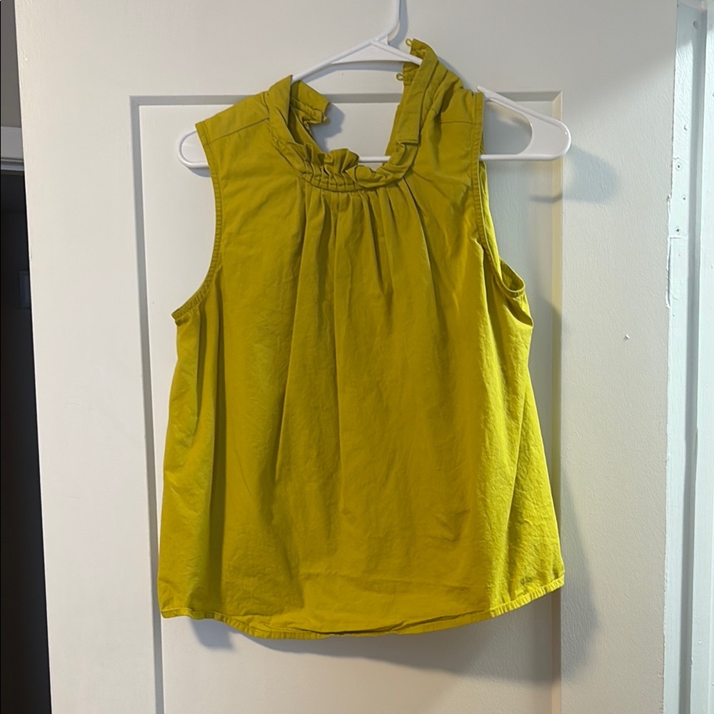 Banana Republic Mustard Ruffle Neck Blouse